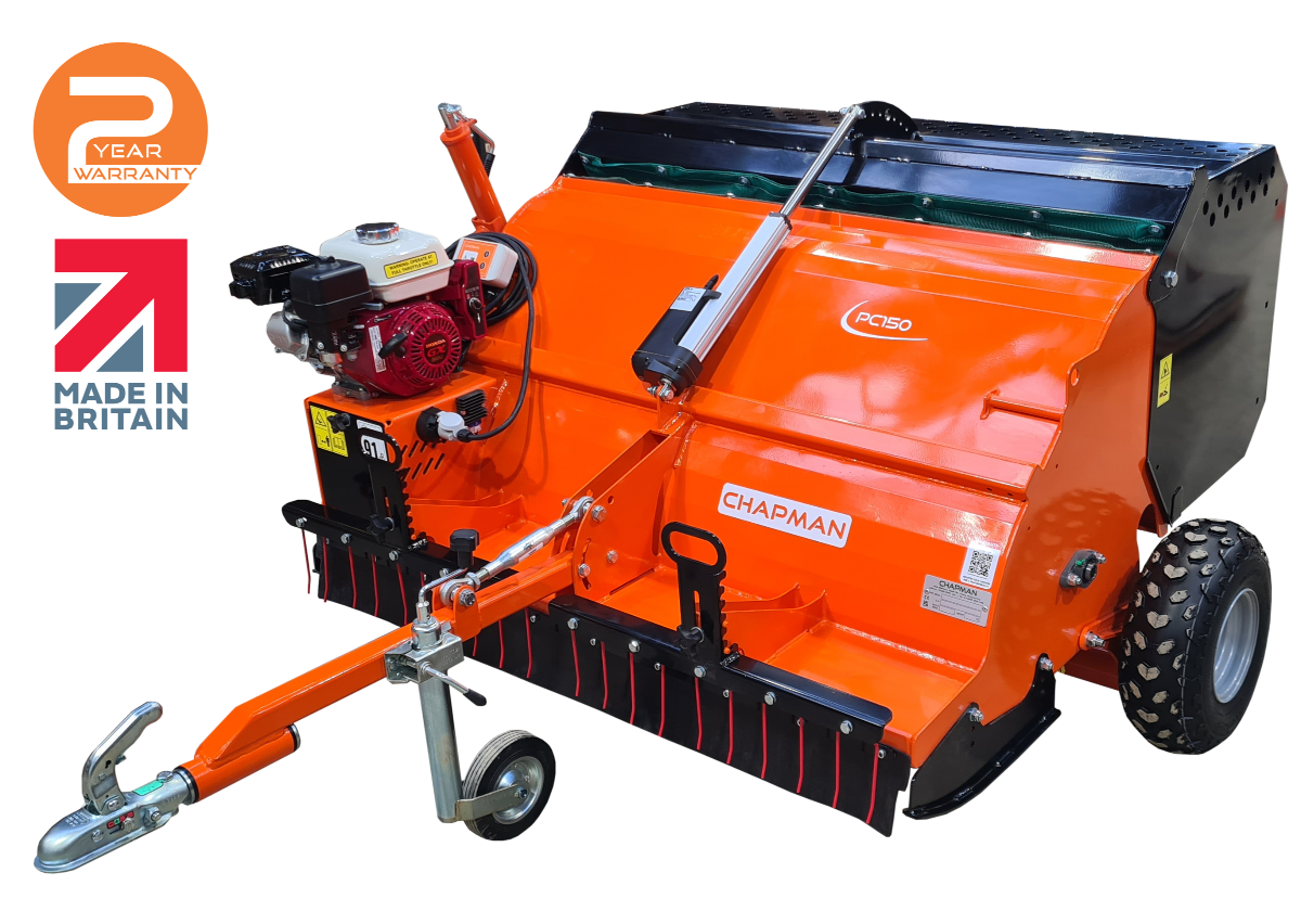 Chapman PC150 paddock cleaner vid mockning av stor hage