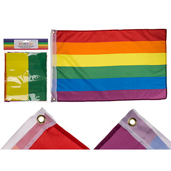 Regnbågsfärgad prideflagga med metallöglor