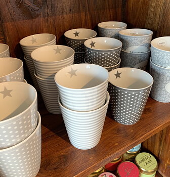 Happy Mug Thin Stripes Grey Krasilnikoff 