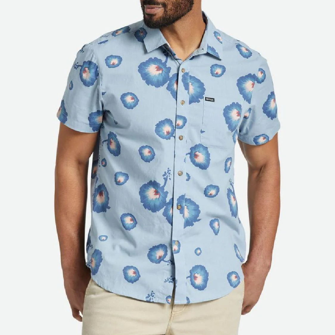 Brixton - Charter Print S/S WVN Dusty Blue/Pacific Blue/Coral