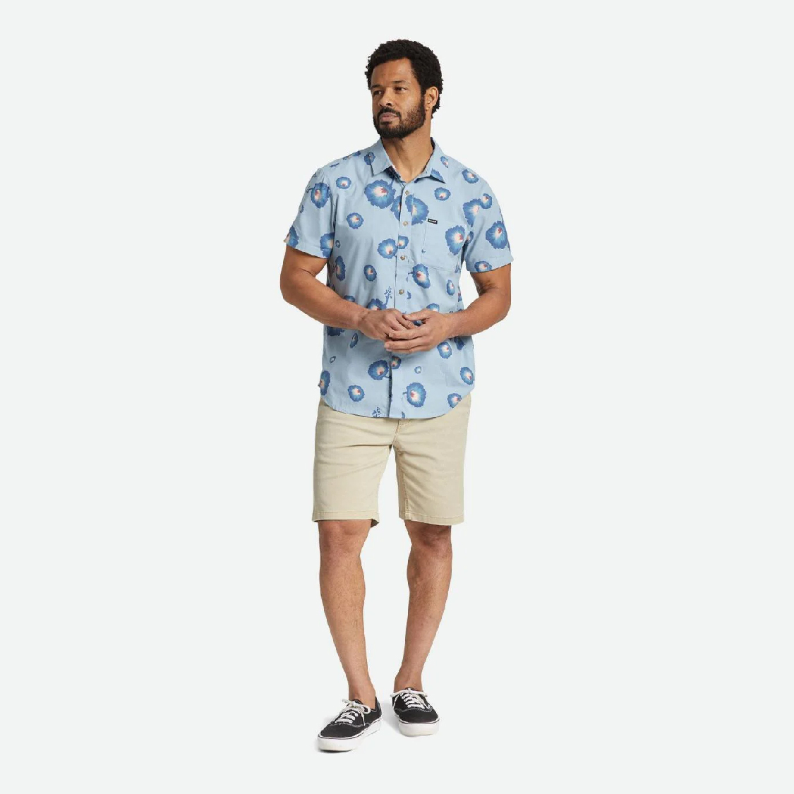 Brixton - Charter Print S/S WVN Dusty Blue/Pacific Blue/Coral - 3