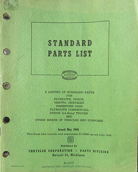1946 MoPar Standard Parts List