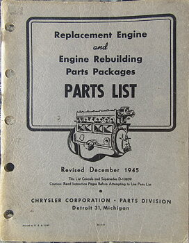 1946 Replacement Engine and Engine Rebuilding Parts Packages Parts List