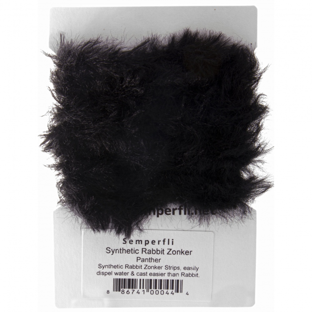 Synthetic Rabbit Zonker Strips Black/Panther