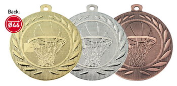 Medaljer 50 mm präglade - Basket - Guld, Silver, Brons