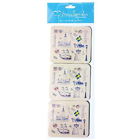 Coasters 6-pak Stockholm Drawings