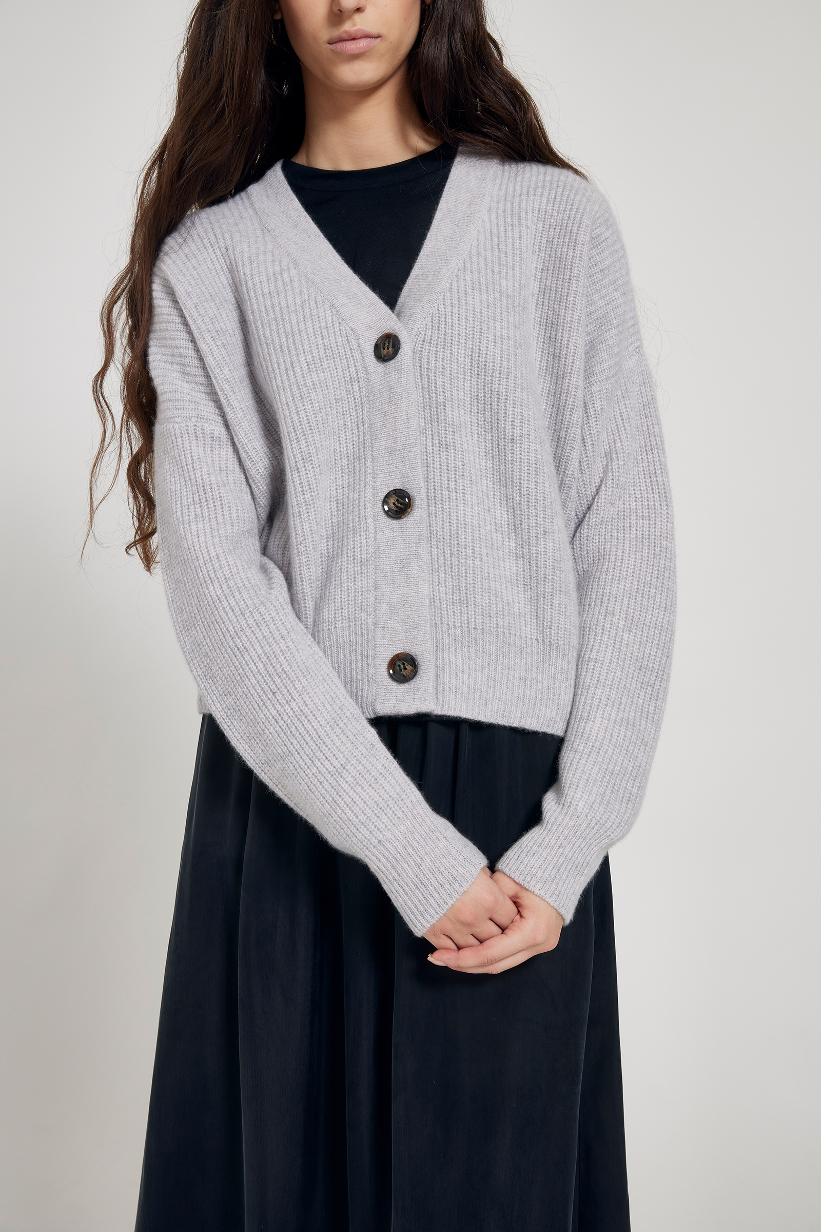 Grey ribbed cardigan online