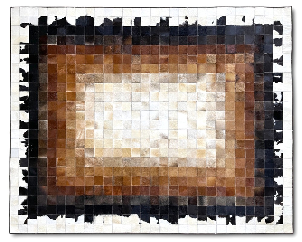 Patchwork Lädermatta i kohud 240 x 300 cm