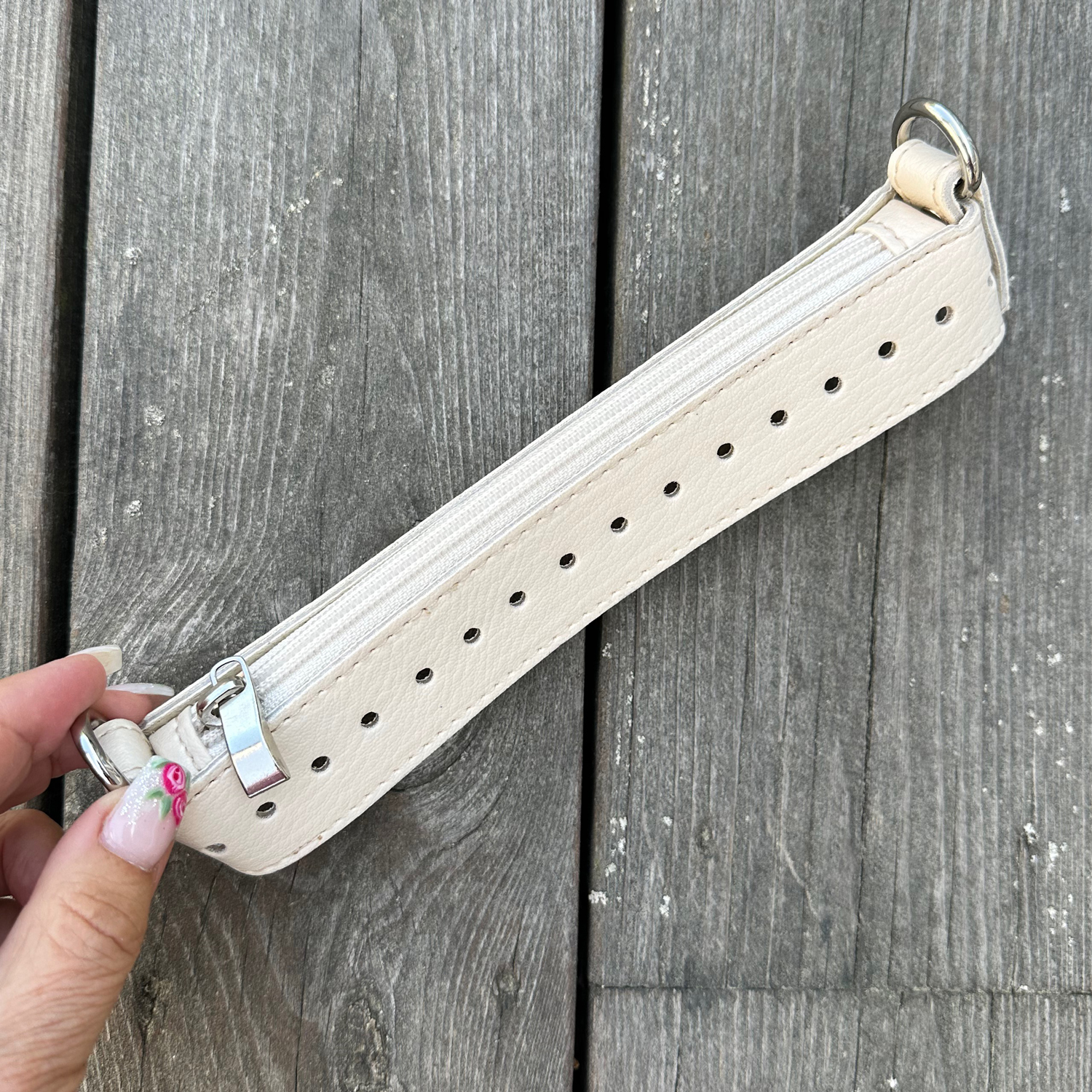 Ovandel 20 cm med dragkedja, créme