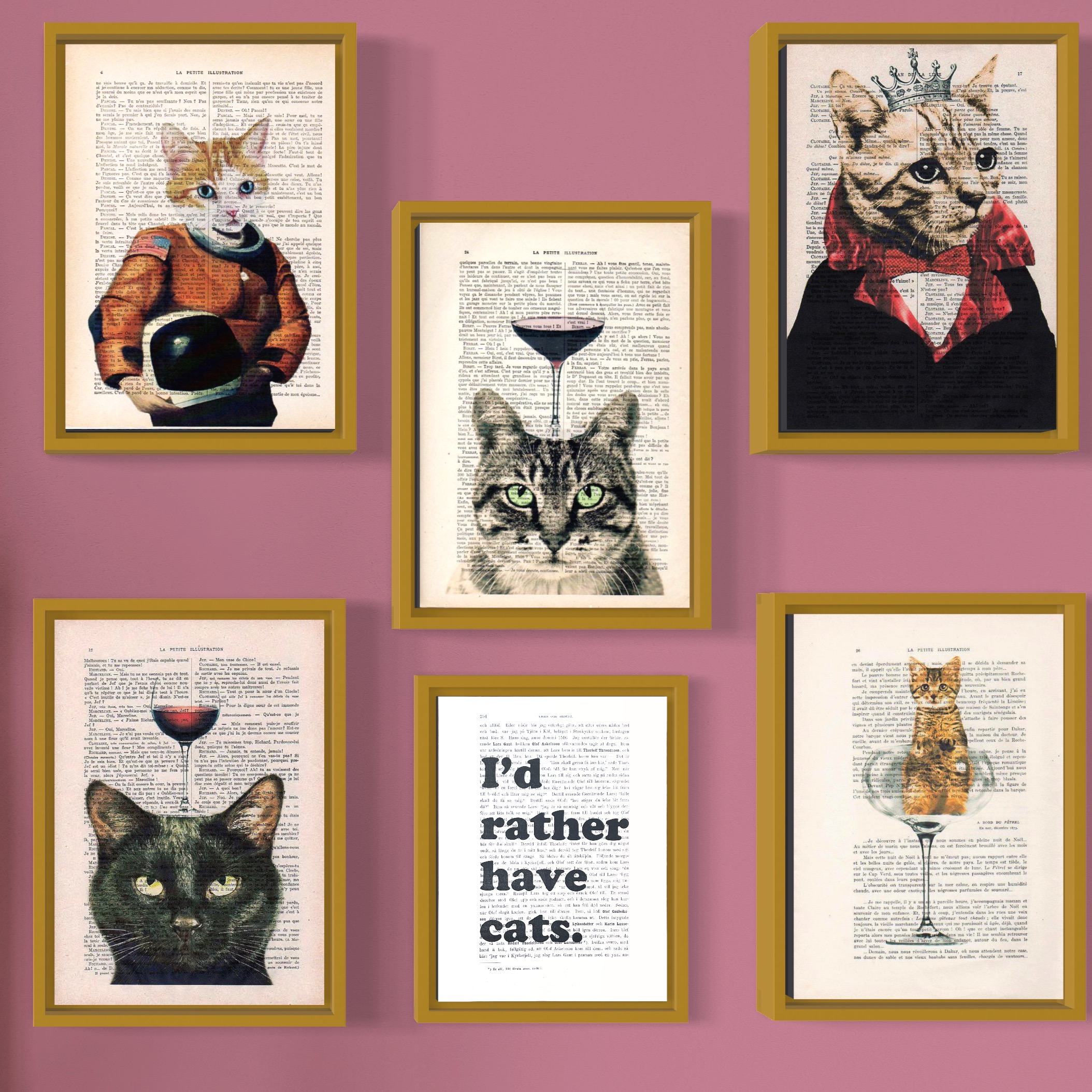 Tavla med texten I'd rather have cats.