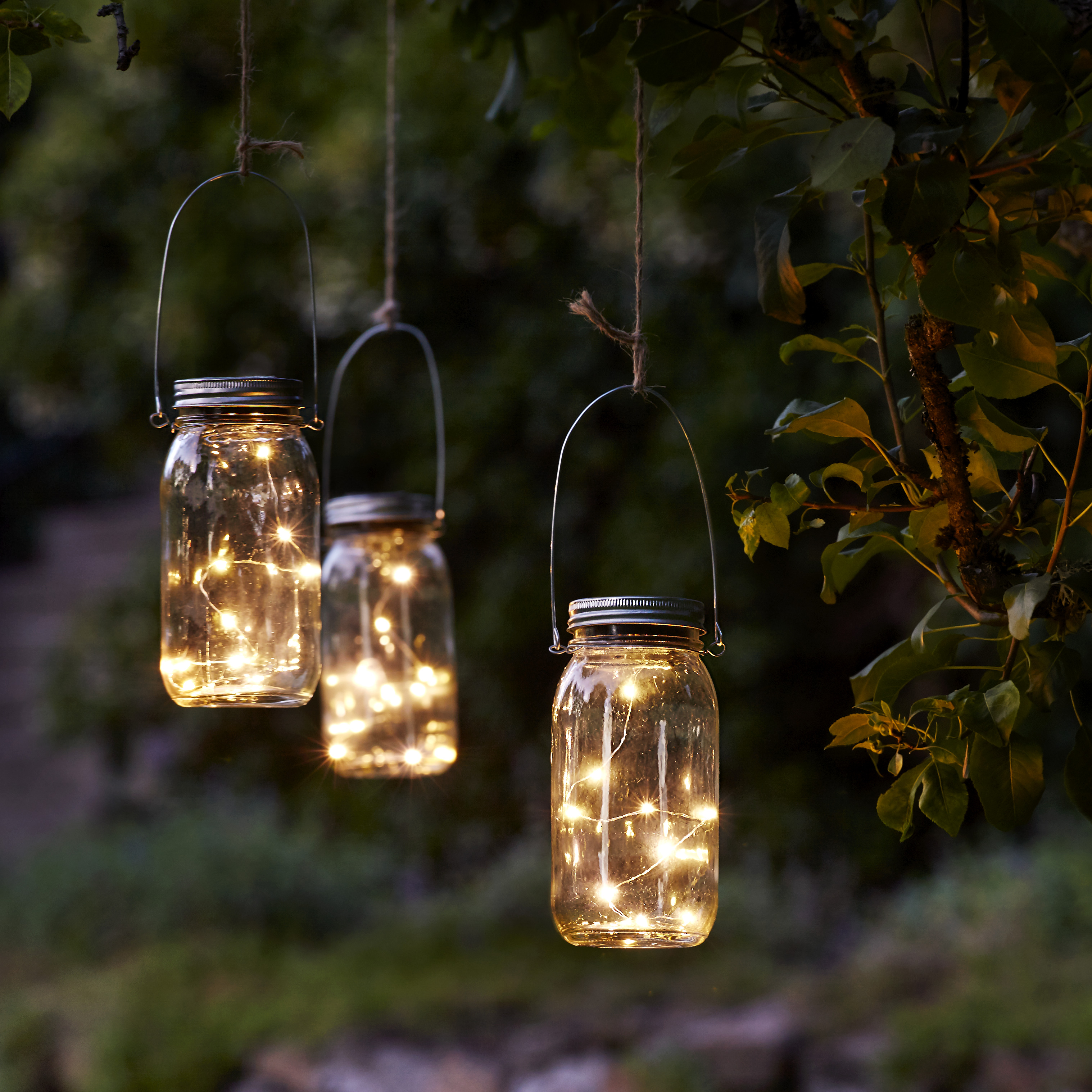 Solcellslampa glasburk med slinga 18 cm