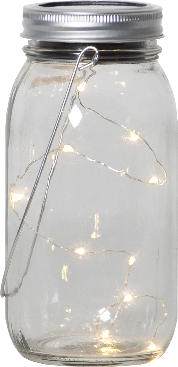 Solcellslampa glasburk med slinga 18 cm - 3