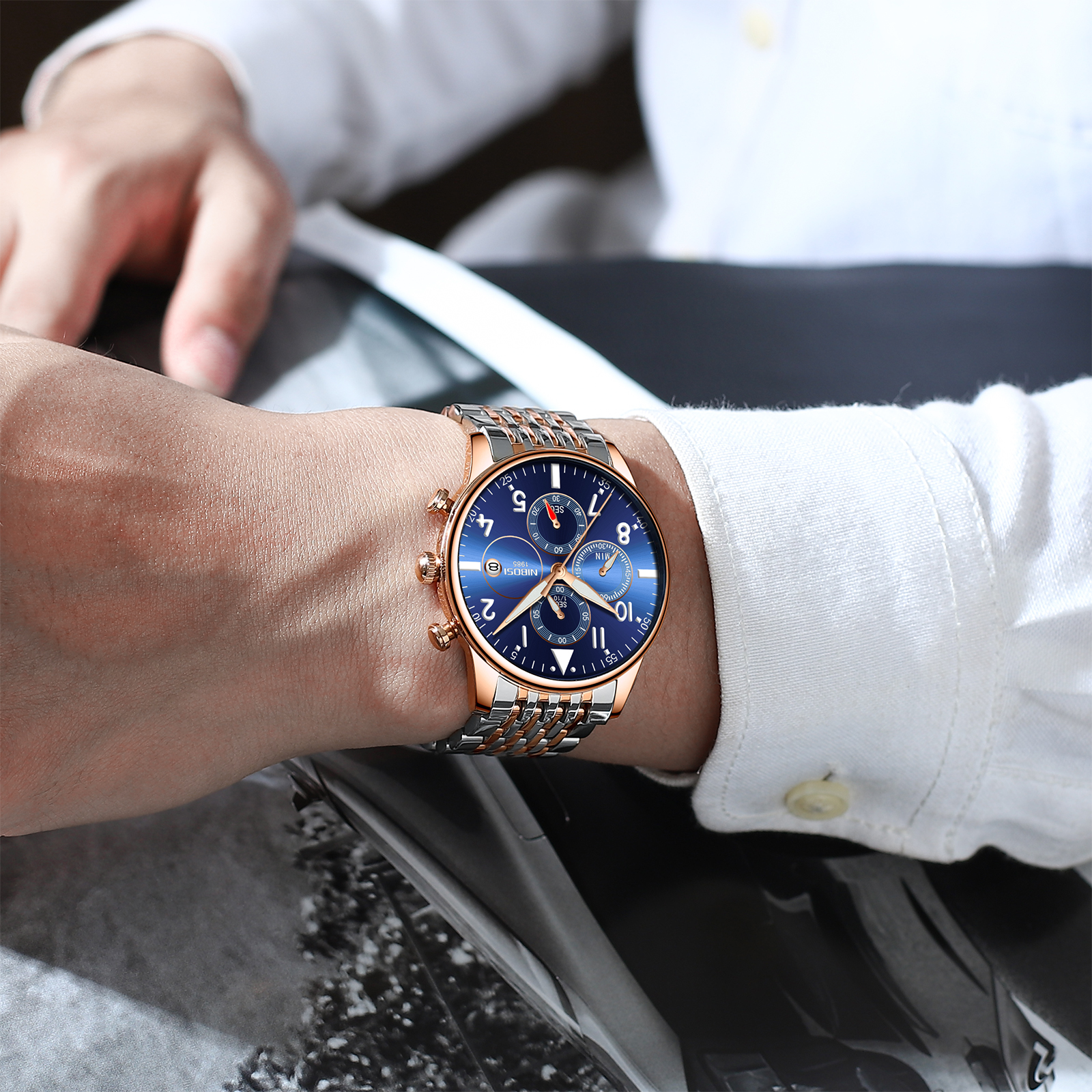 Nibosi Juggernaut Rose Gold Silver Blue - 3