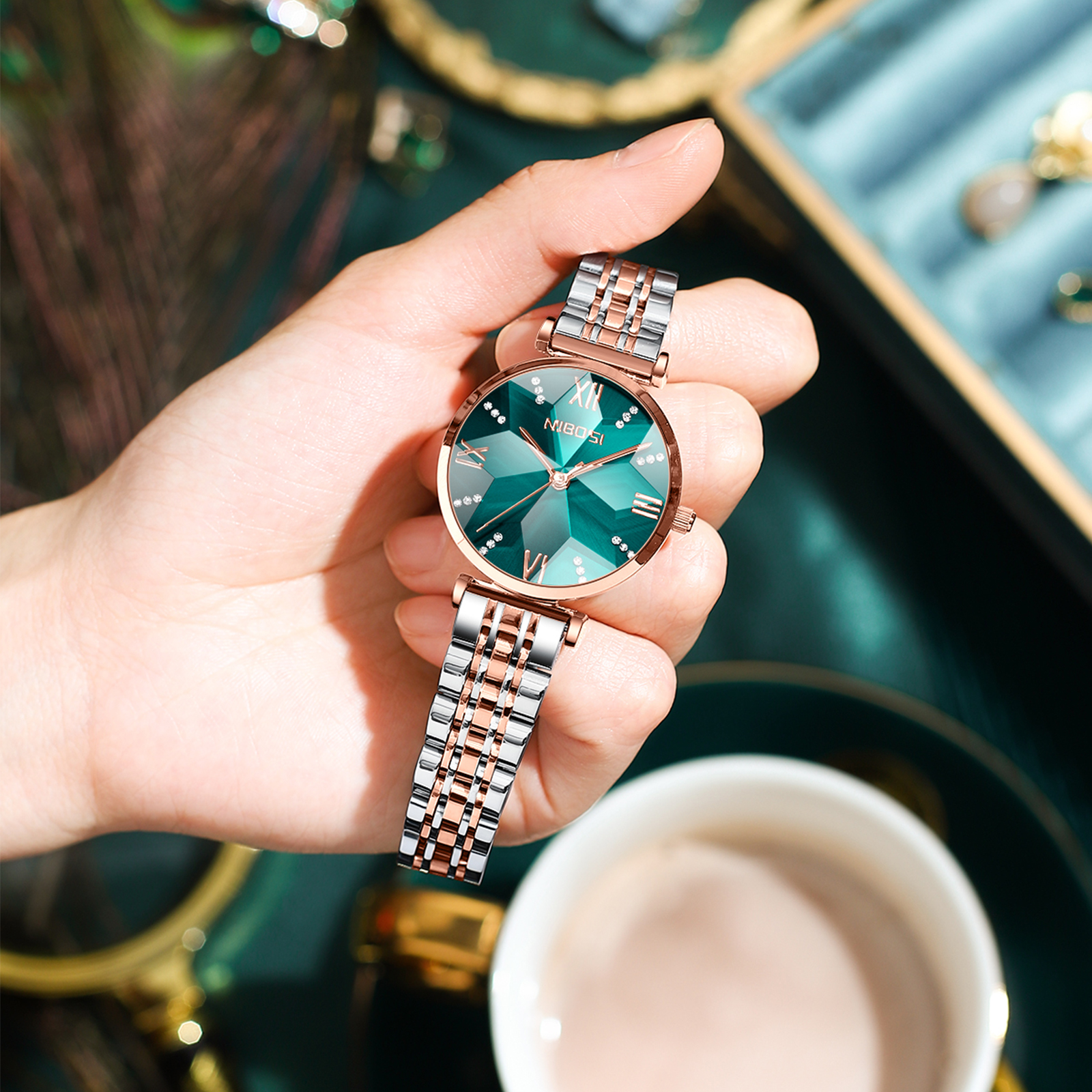 Nibosi Epiphany Rose Gold Silver Green - 6