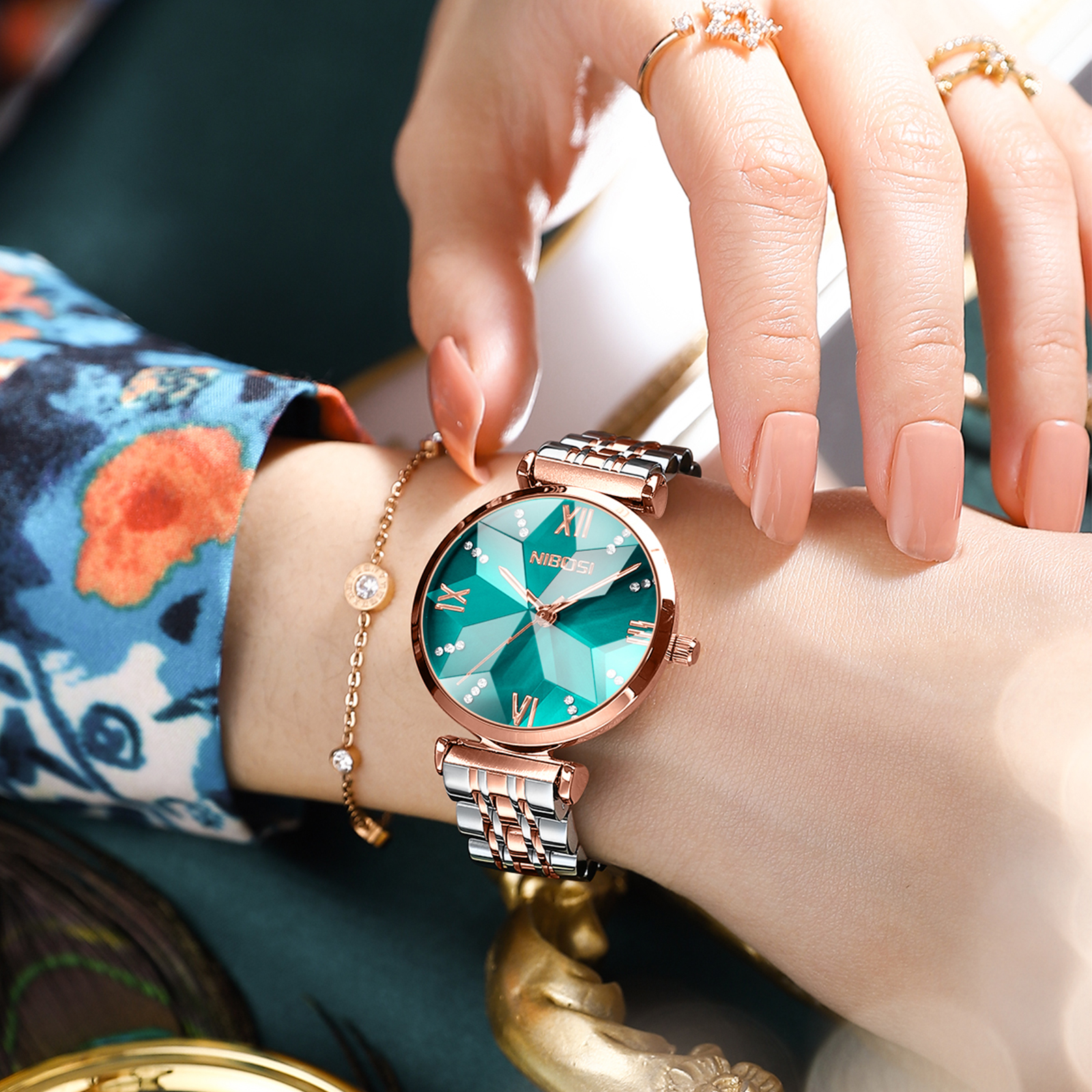 Nibosi Epiphany Rose Gold Silver Green - 5