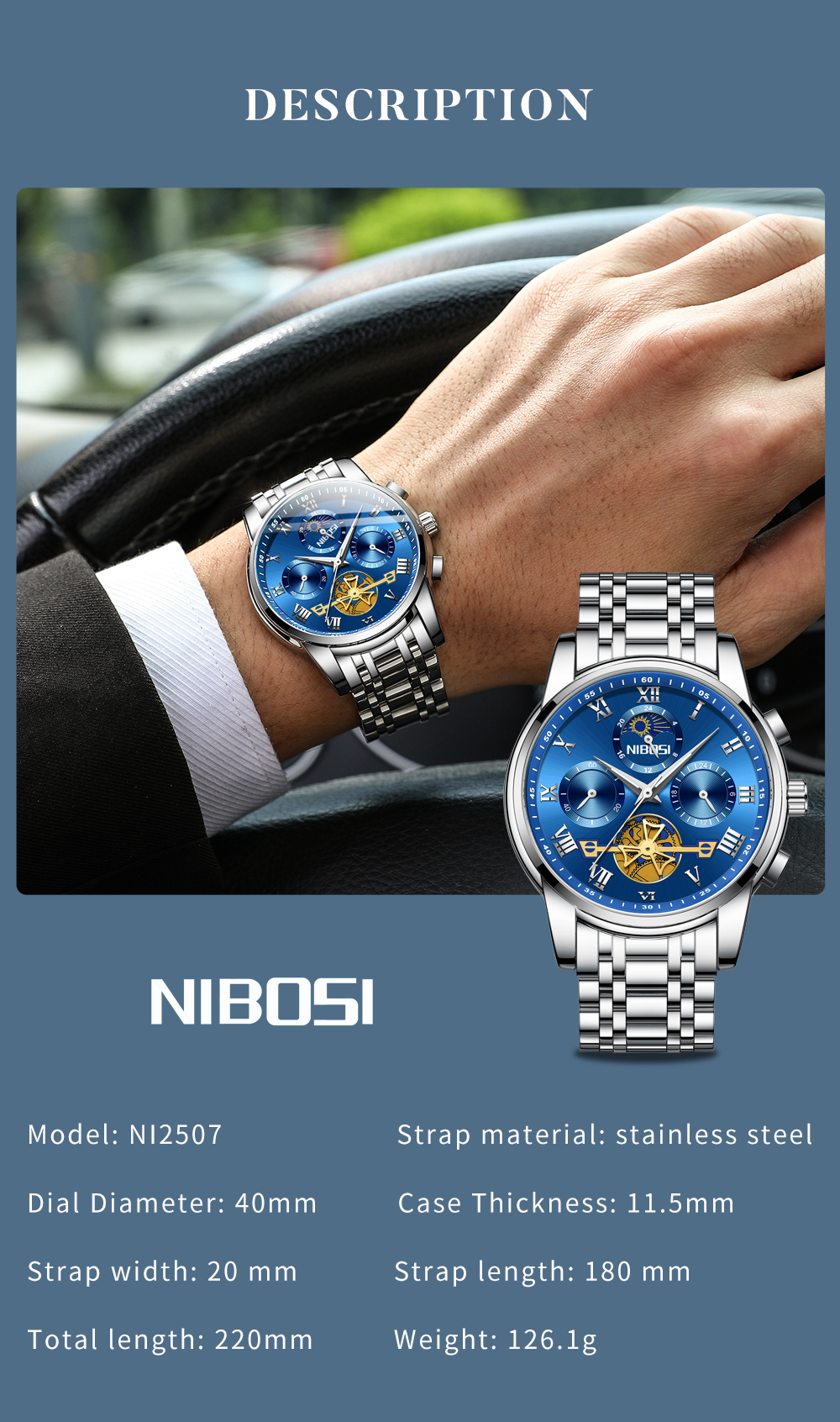 Nibosi Inspire Silver Blue - 10