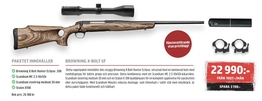 Paket 5 Browning X-Bolt Vänster och Höger