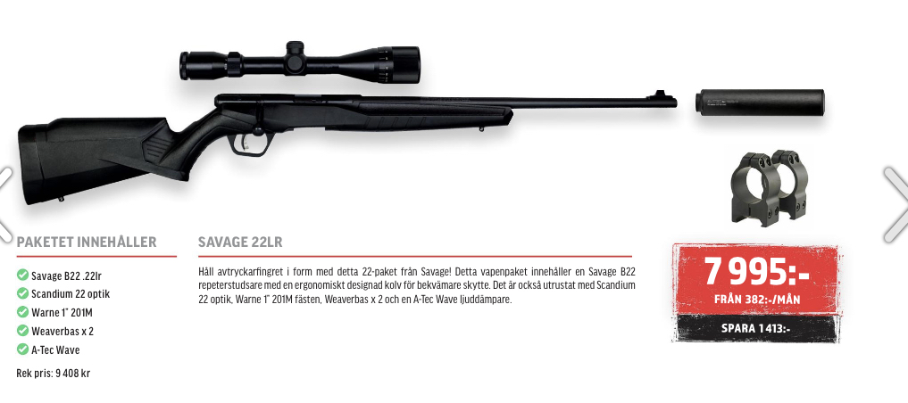 Paket Savage 22Lr Vänster