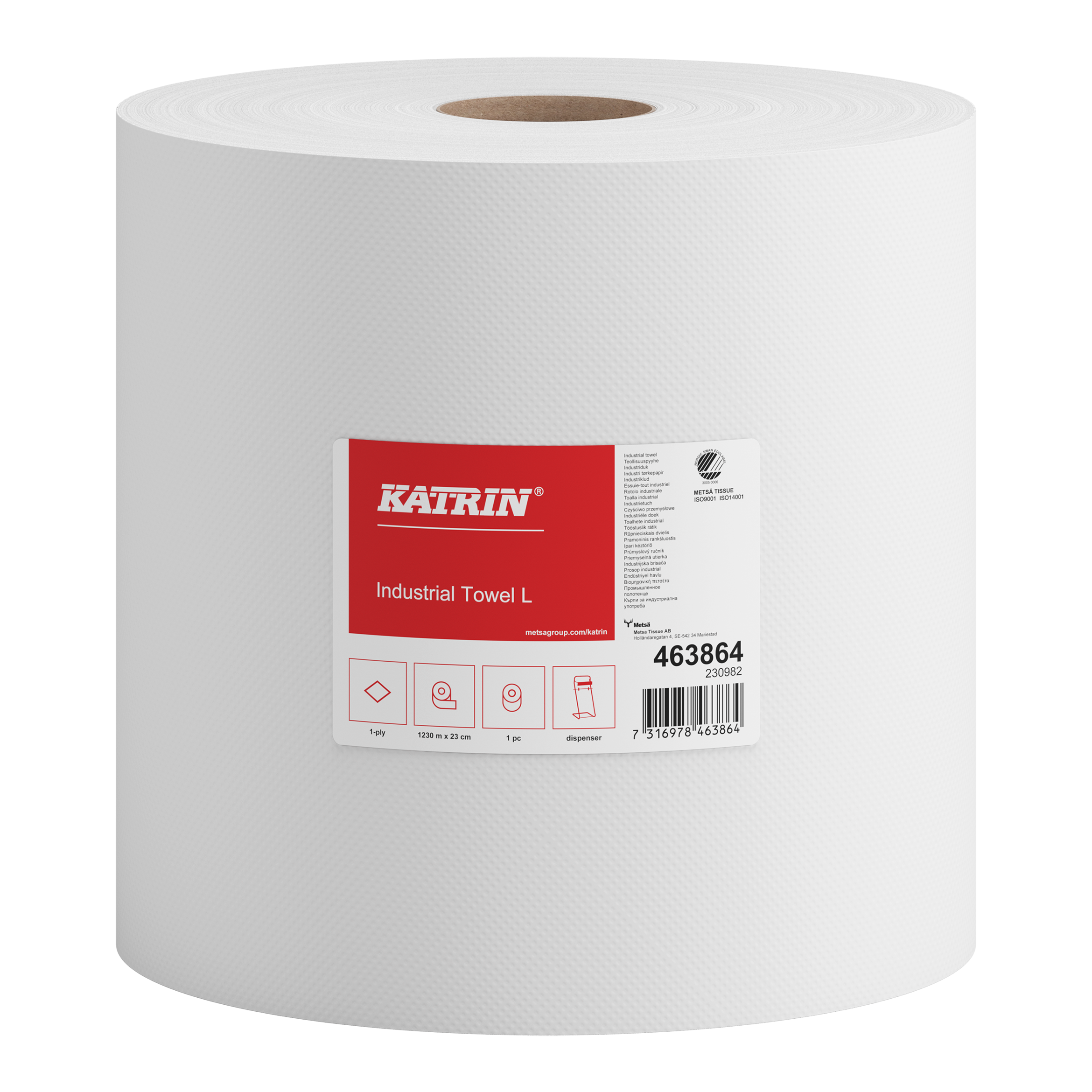 Katrin Industritorkpapper L 1-Lagers, Naturell vit