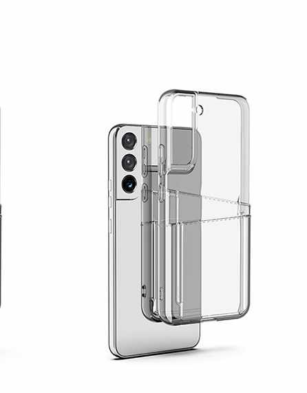 Samsung Galaxy S22 Plus - Transparent Case Double Card Compartment + Full Coverage Tempered Protective Glass