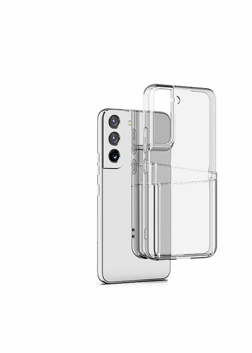 Samsung Galaxy S21 Plus - Transparent Case Double Card Compartment + Full Coverage Tempered Protective Glass