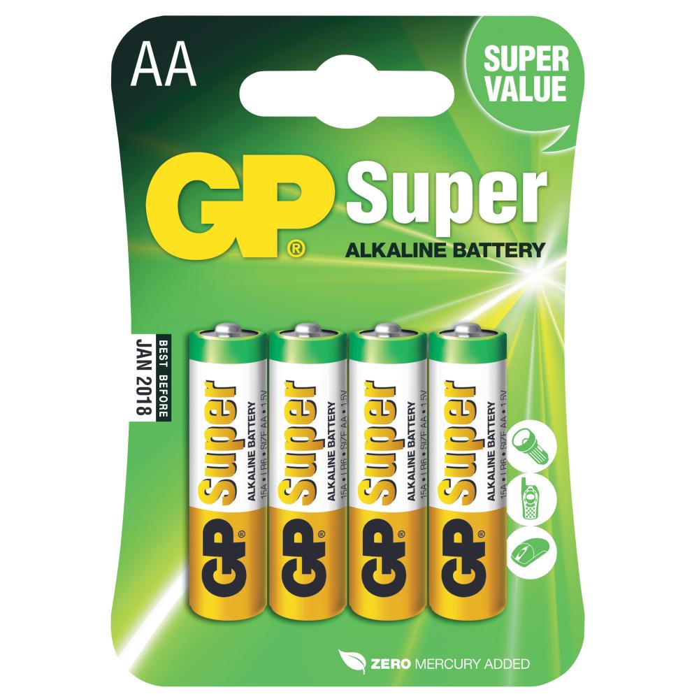 Batteri GP Super Alkal LR6/AA 4p