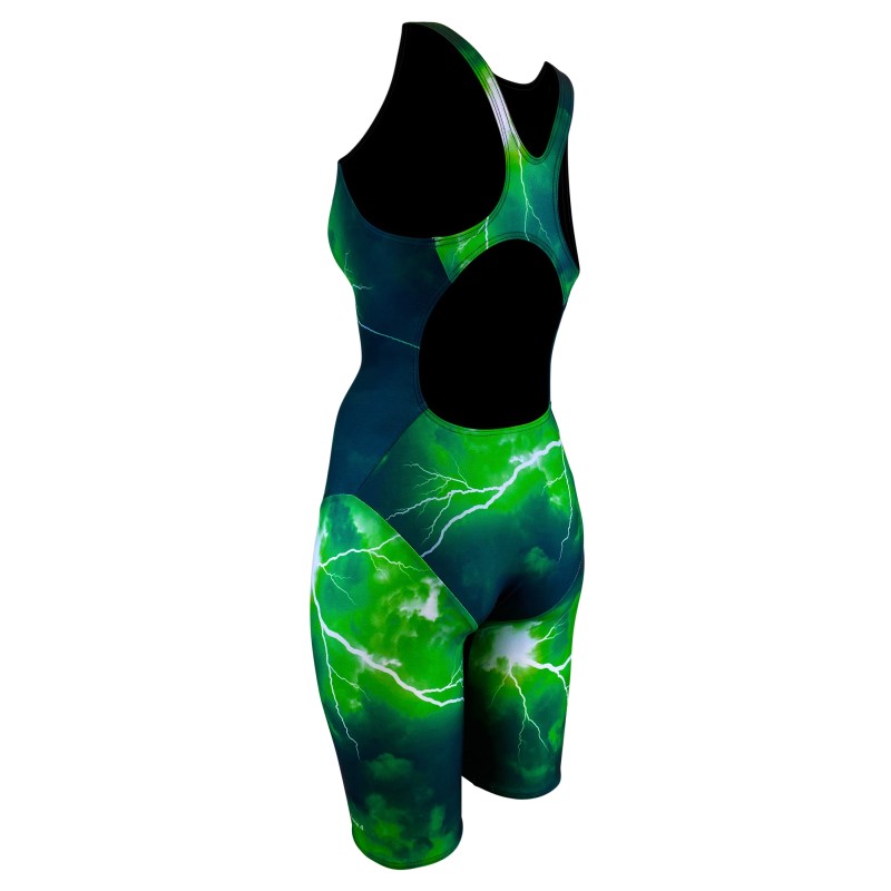 Stylish Lightning Green bodysuit girl for both training and competition