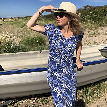SLUTSÅLT Jerseytyg ekologisk bomull,  "TRUE BLUE", metervara, 
