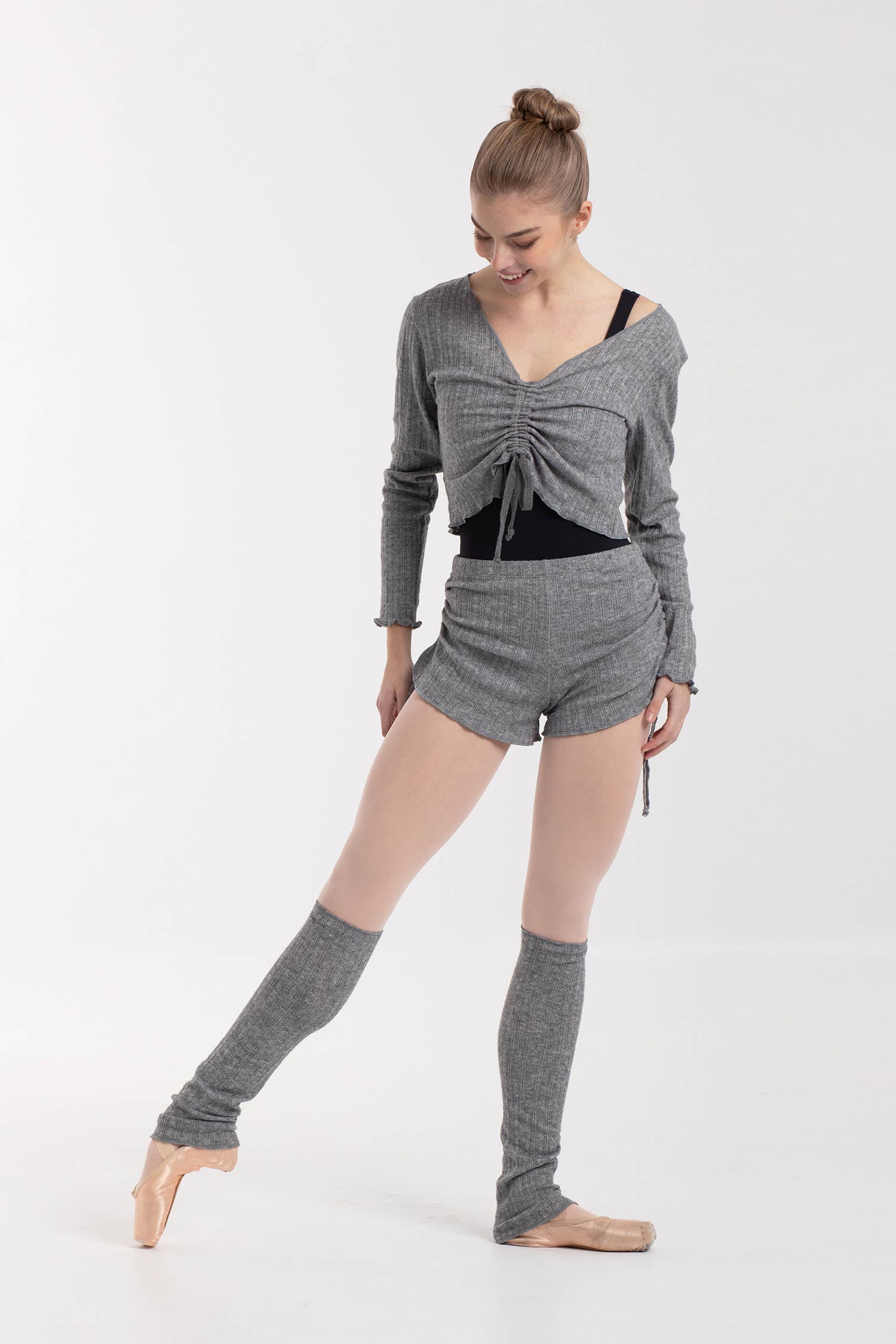Grå stickad croptop - 3