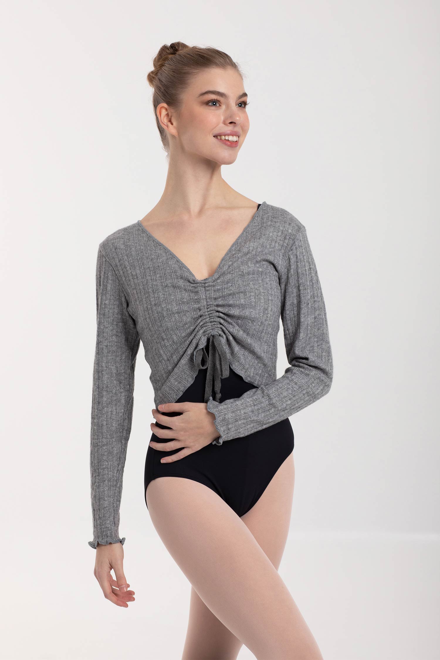 Grå stickad croptop