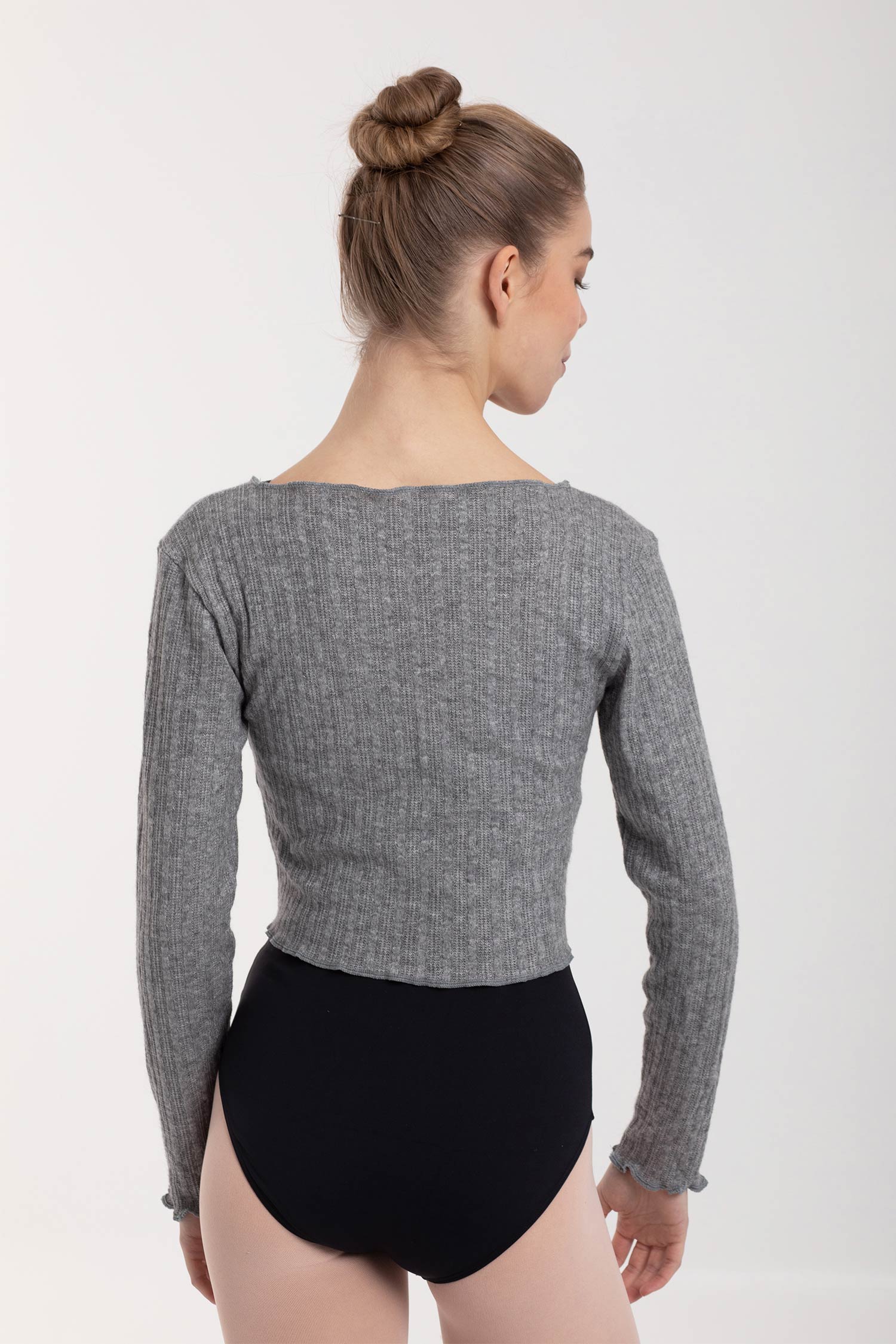 Grå stickad croptop - 4