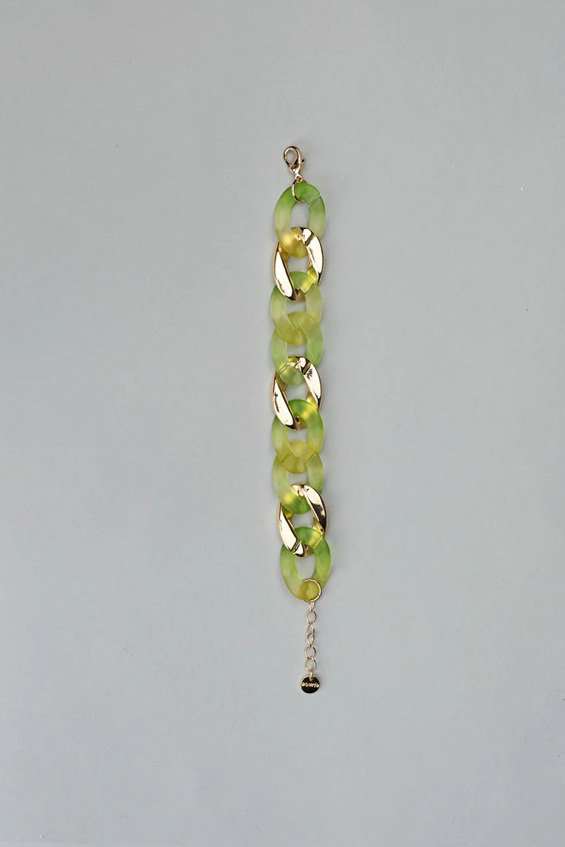 BOW19 Big chain bracelet lime green with gold