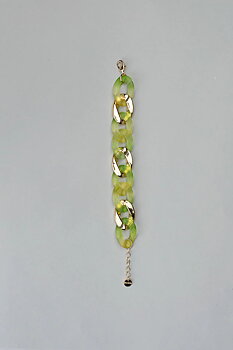 BOW19 Big chain bracelet lime green with gold