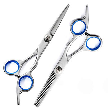 Barber Scissors + Thinning Scissors - Deluxe Blue
