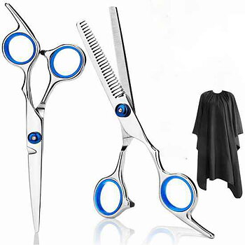 Hairdresser + Thinning Scissors - Deluxe Blue with Barber Apron