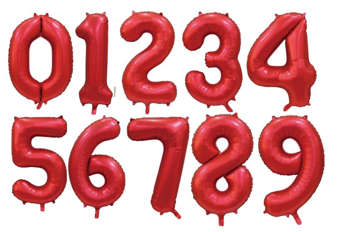 Sifferballonger 86 cm Satin Röd
