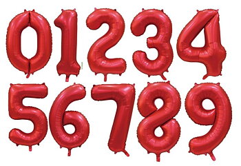 Sifferballonger 86 cm Satin Röd