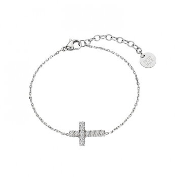 Cross Crystal Armband i silver