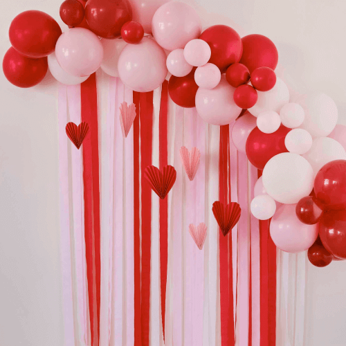 Ballongbåge Röd Rosa & Hjärtan