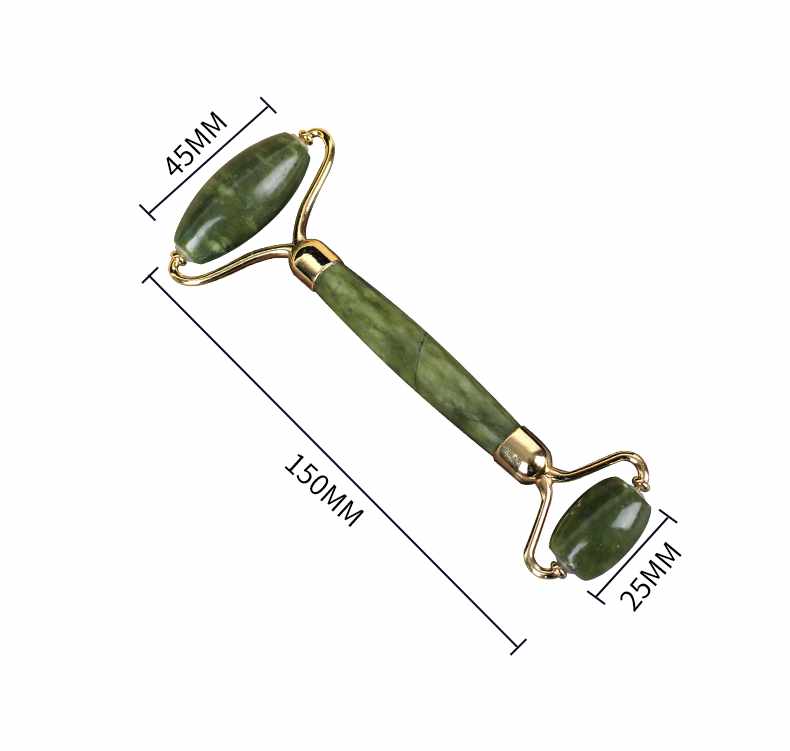 Gua Sha Skrapa + Jade Roller Stor - Grön - 6