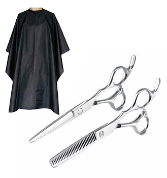 Hairdresser + Thinning Scissors - Deluxe Black with Barber Apron