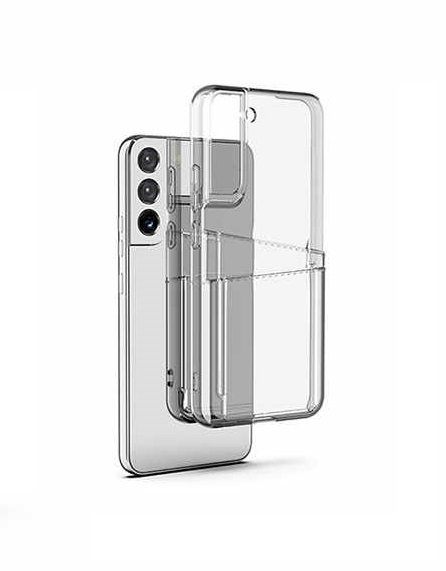 Samsung Galaxy S22 - Transparent Case Double Card Compartment + Full Coverage Tempered Protective Glass