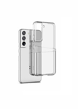 Samsung Galaxy S21 - Transparent Skal Dubbel Kortfack + Heltäckande Härdat Skyddsglas