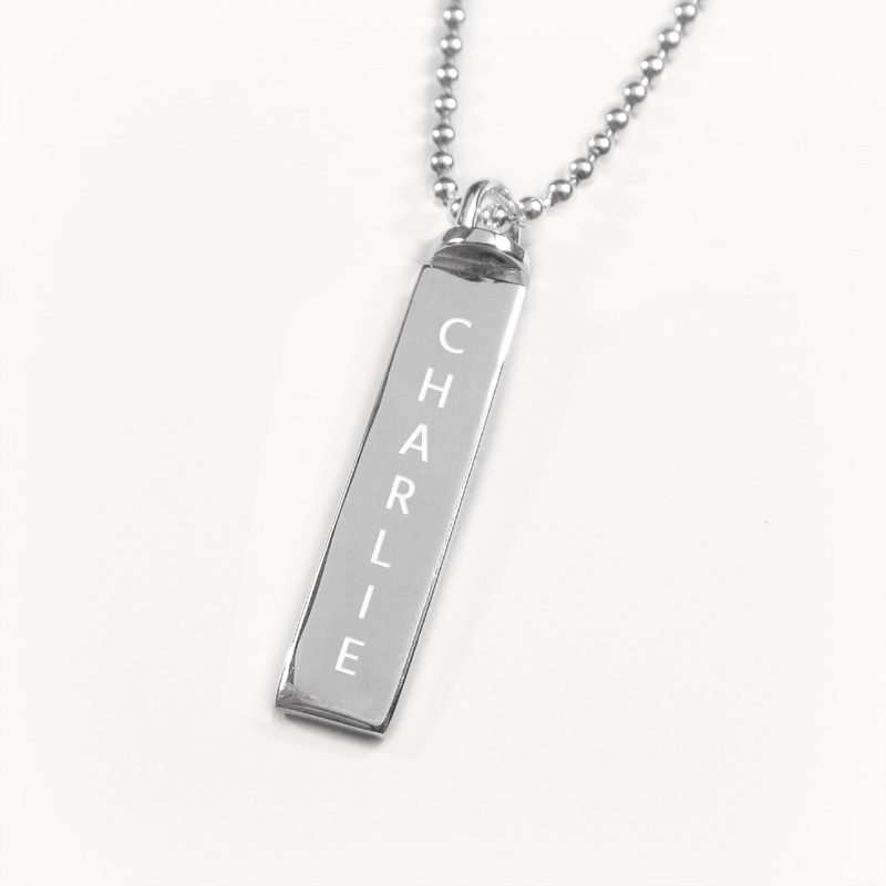 Stav roterbar 360° , Halsband med gravyr - Silver