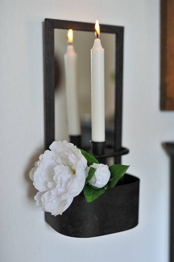 Wall candle holder with mirror and pot - 1 candle - 36 cm - 3