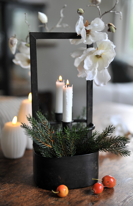 Wall candle holder with mirror and pot - 1 candle - 36 cm - 2