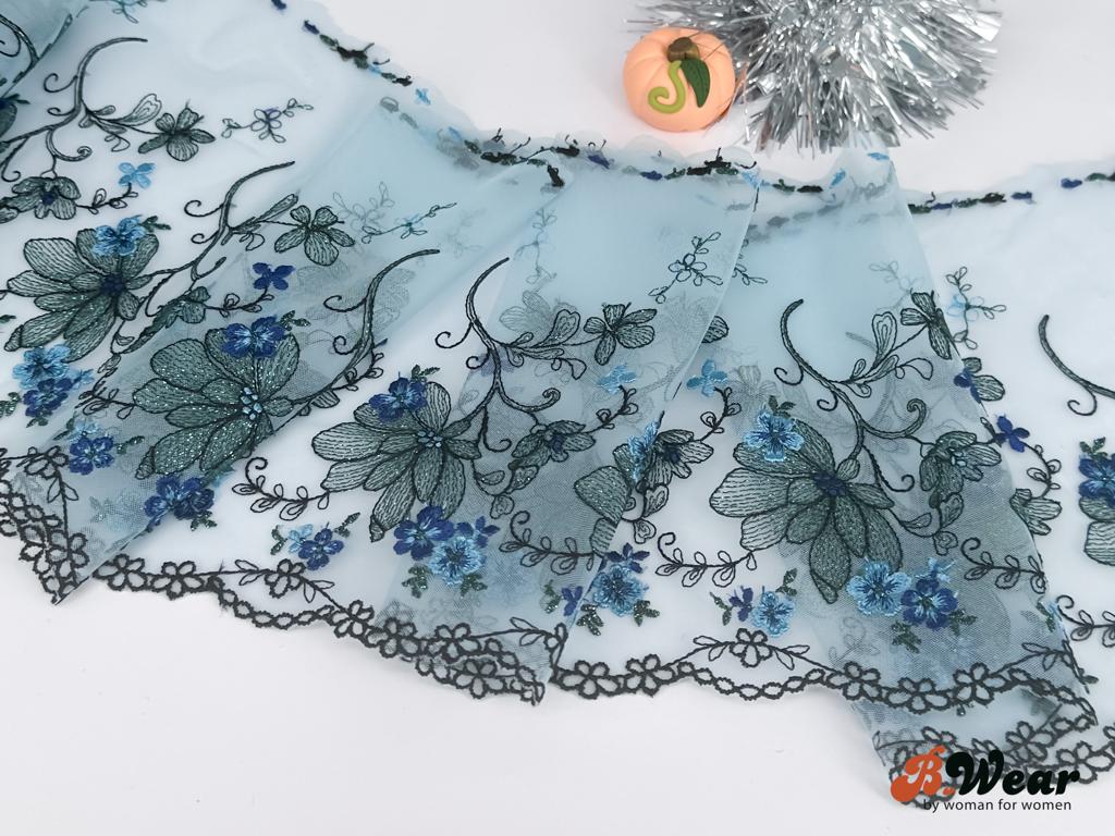 Beautiful blue non-stretch lace - 20 cm - 2