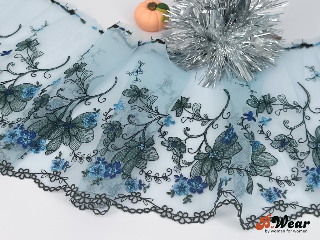 Beautiful blue non-stretch lace - 20 cm - 3
