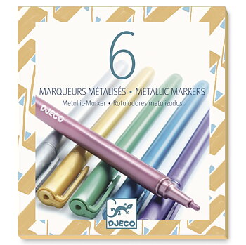 Metallic Markers Djeco. 6 st tuschpennor med metallskimrande färger.