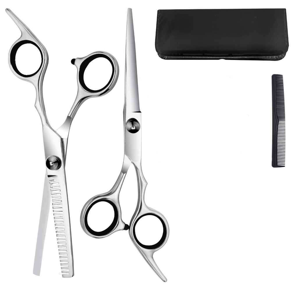 Small Hairdressing Set - Hairdressing Scissors and Thinning Scissors black with case and comb